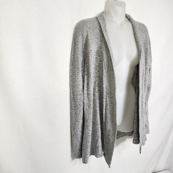 Maurices Womens Cardigan Sweater Medium Open Front Heathered Gray Velour Stripe - Picture 5 of 10